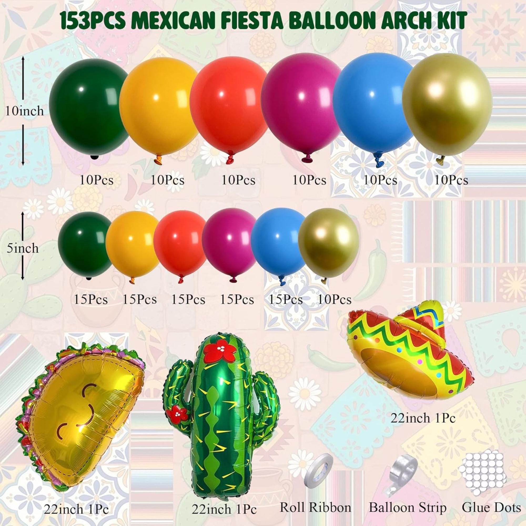 Cinco De Mayo Fiesta Balloon Arch Kit Cactus Mexican Hat Birthday Party Decor