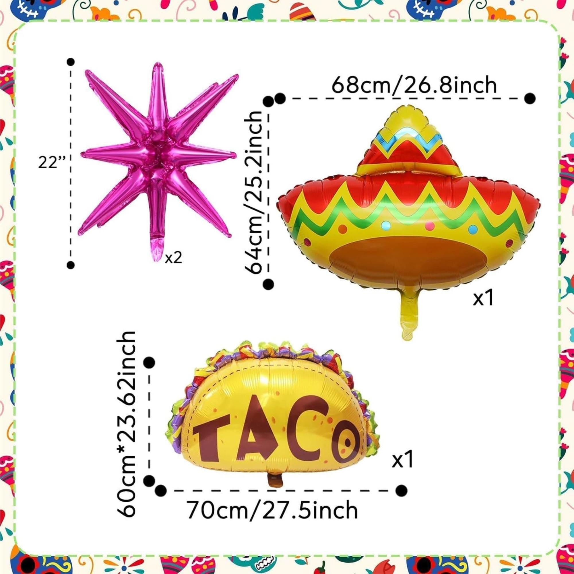100Pcs Fiesta Balloon Arch Kit Llama Sombrero Rainbow Cinco De Mayo Party Decor