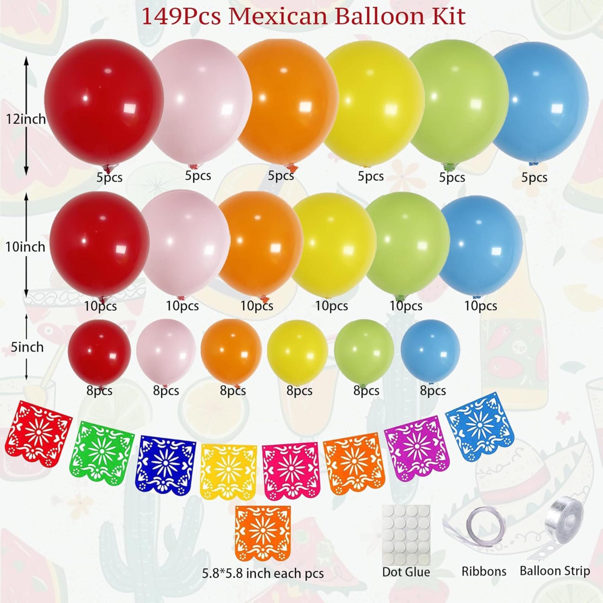 149Pcs Fiesta Balloon Arch Kit Banner Cinco De Mayo Taco Party Decor Set