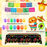 62Pcs Fiesta Party Kit Balloon Arch Banner Tablecloth Cinco De Mayo Decor Set