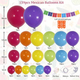 139Pcs Fiesta Balloon Kit Papel Picado Banner Cinco De Mayo Party Decor Set