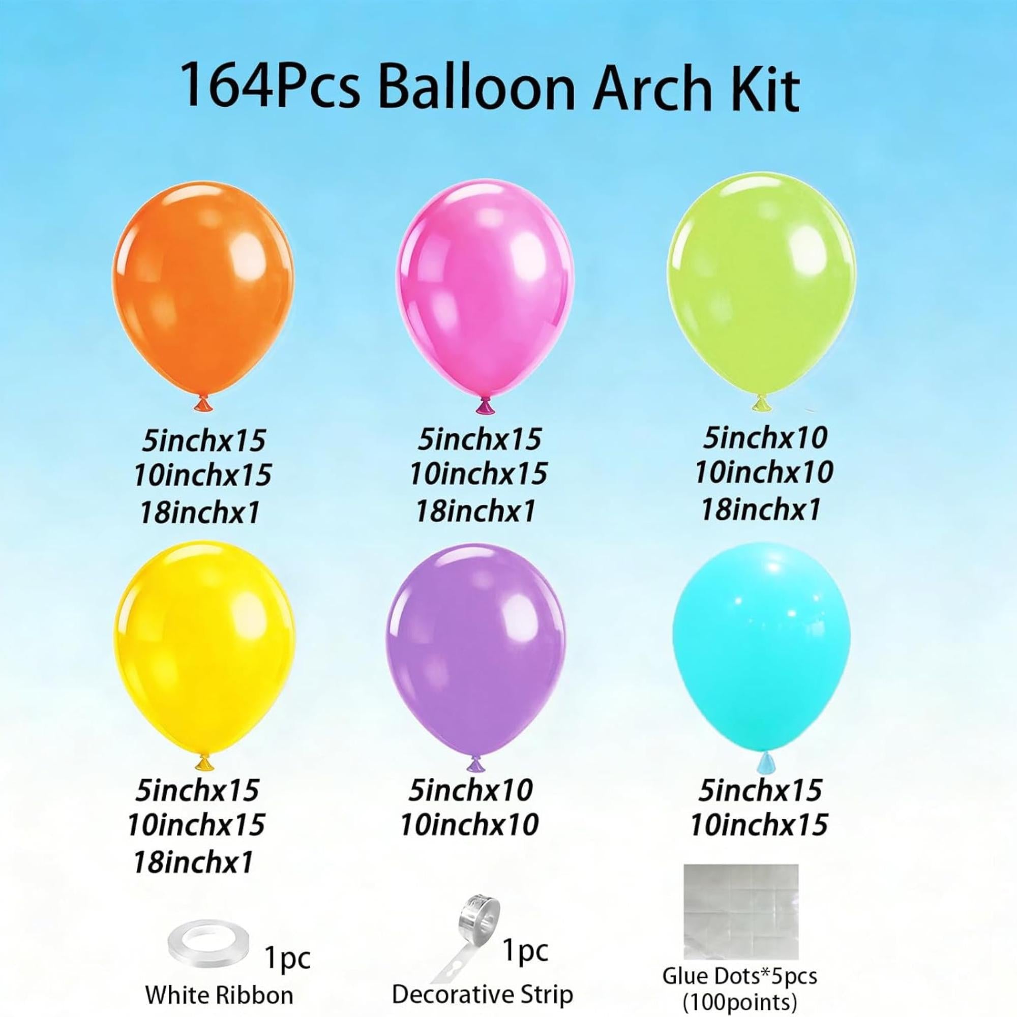 164Pcs Fiesta Pastel Balloon Arch Kit Cinco De Mayo Taco Party Decor Set