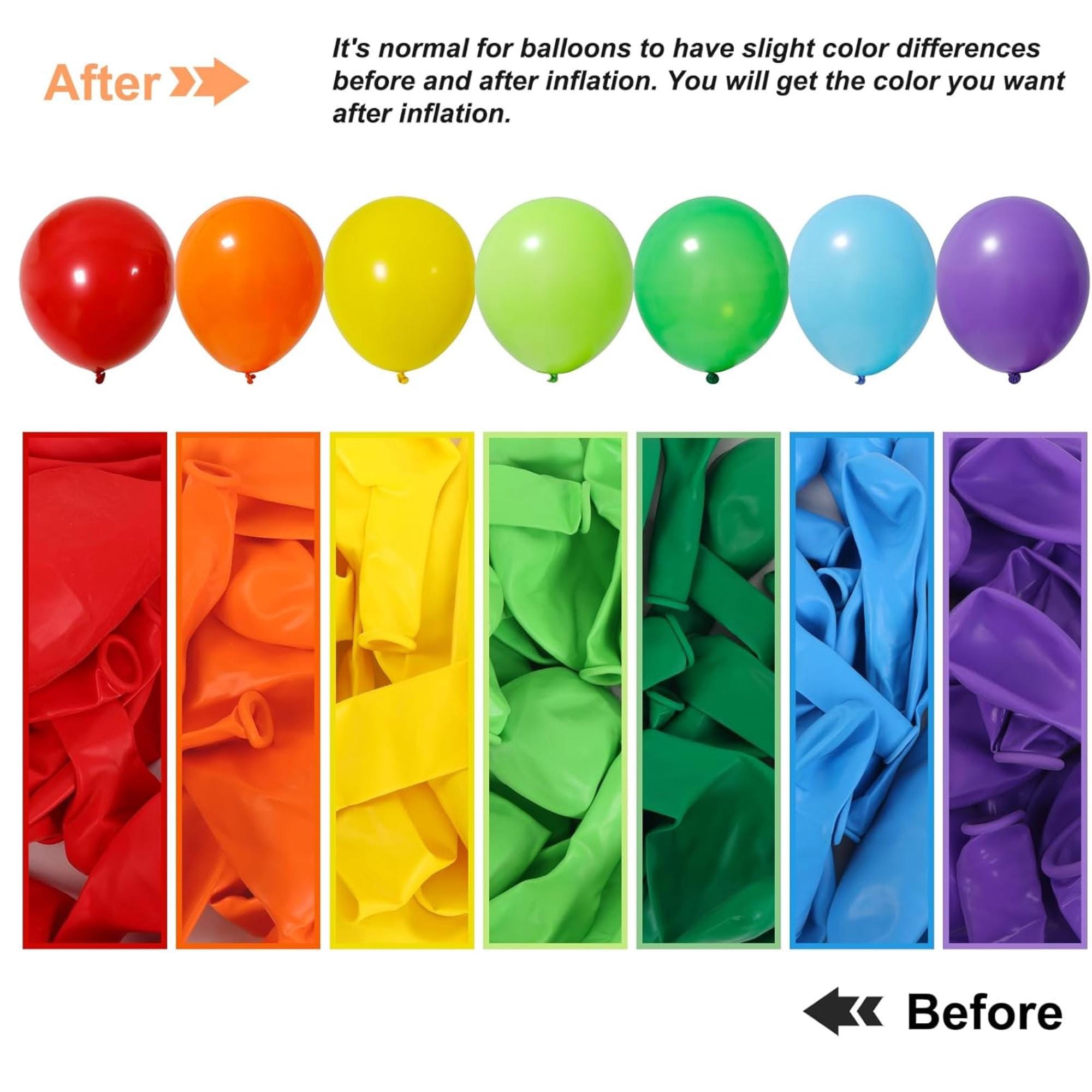 129Pcs Rainbow Balloon Arch Kit Mixed Sizes Birthday Party Garland Decor Set