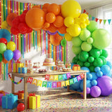 129Pcs Rainbow Balloon Arch Kit Mixed Sizes Birthday Party Garland Decor Set