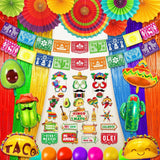 64Pcs Cinco De Mayo Party Decorations Banner Fans Balloon Fringe Backdrop Set