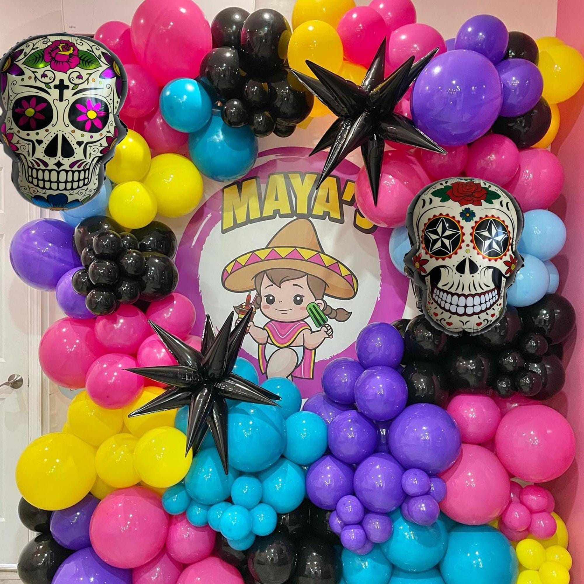 161Pcs Day of the Dead Balloon Arch Kit Sugar Skull Halloween Party Decor Set