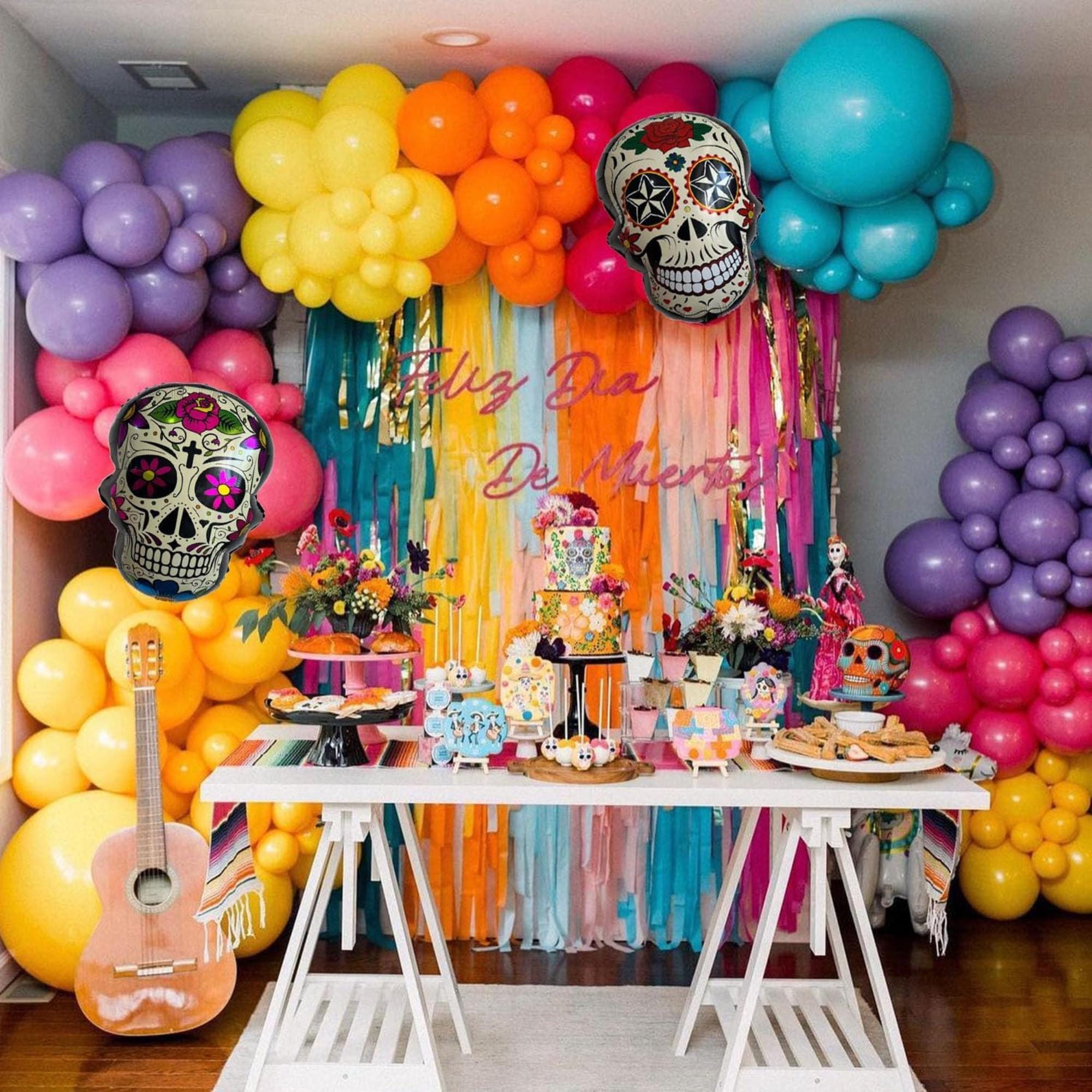 161Pcs Day of the Dead Balloon Arch Kit Sugar Skull Halloween Party Decor Set