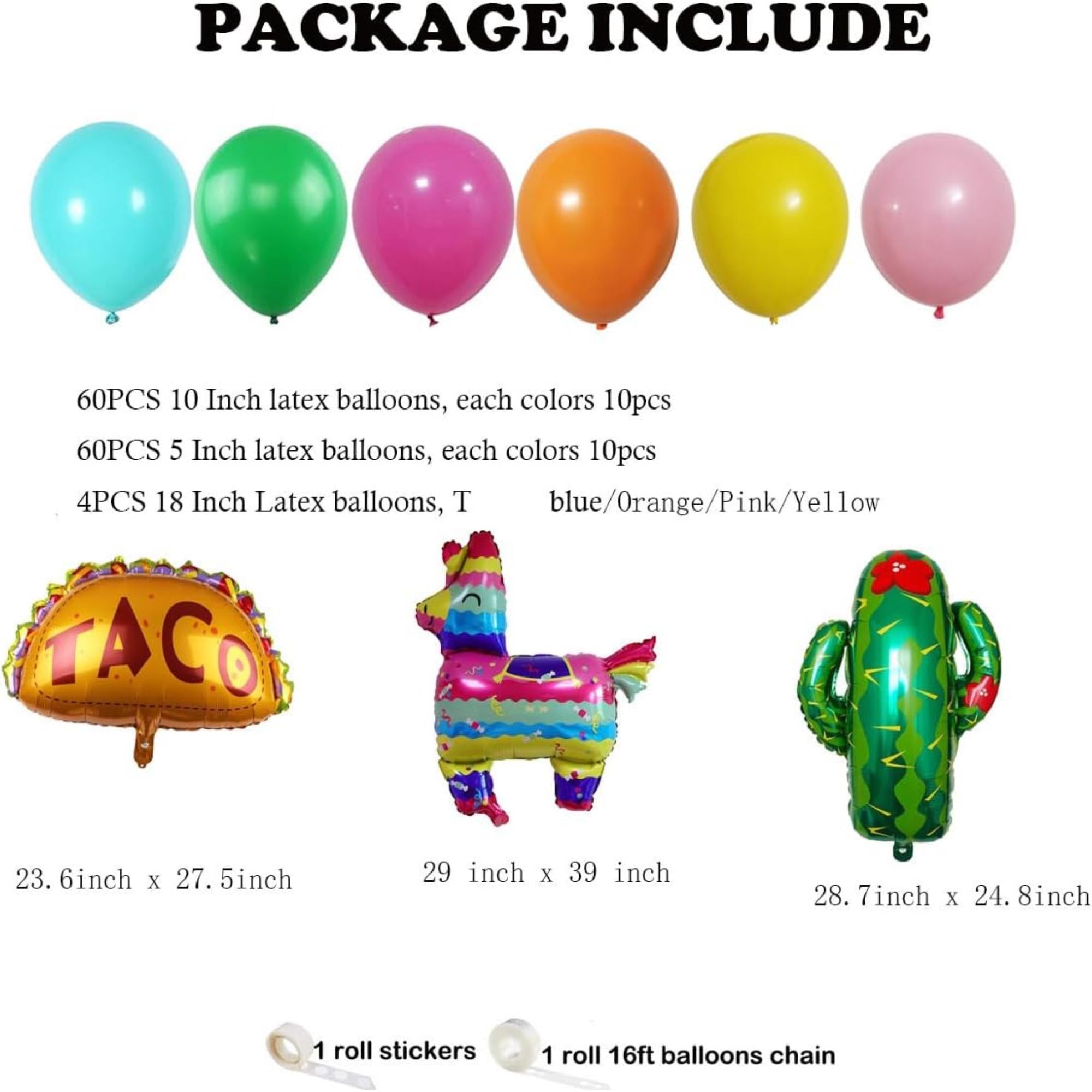 133Pcs Fiesta Balloon Arch Kit Taco Cactus Cinco De Mayo Party Decor Set