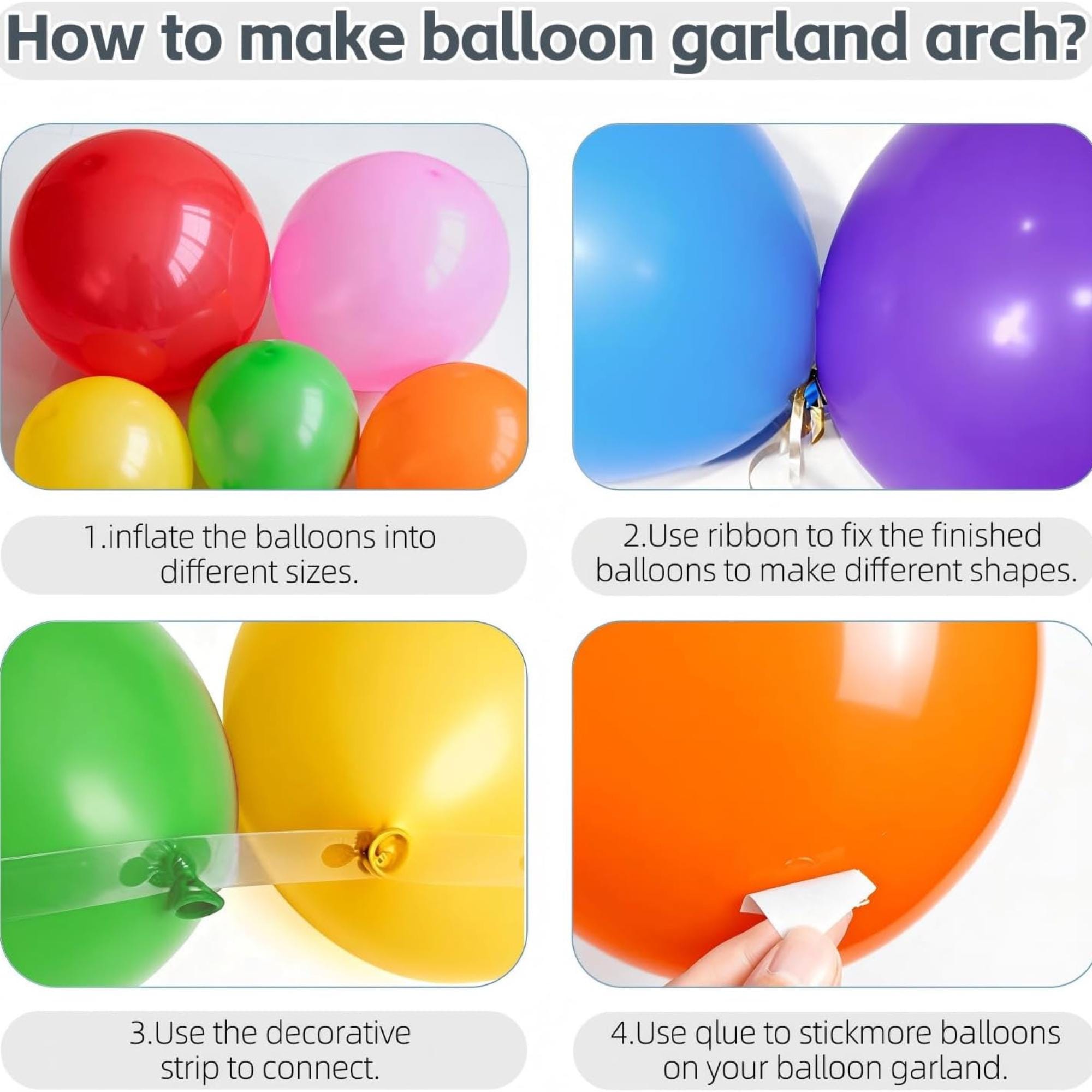 139Pcs Rainbow Balloon Arch Kit Colorful Fiesta Cinco De Mayo Party Decor Set
