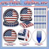 96 Piece Patriotic Tableware Set with Plates Cups Napkins Forks