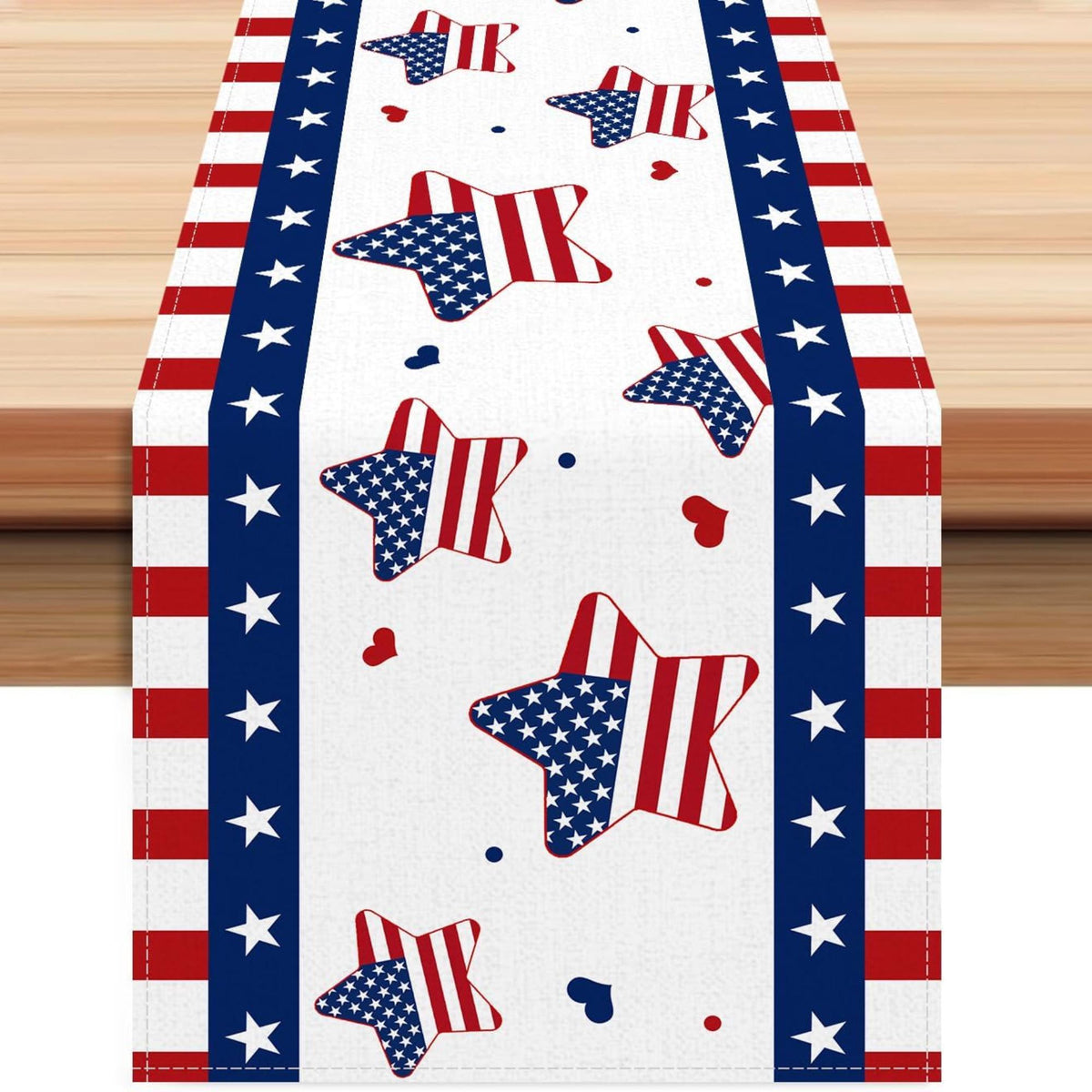 Patriotic Stars and Stripes Table Runner 13 x 72 Inch for Party Décor