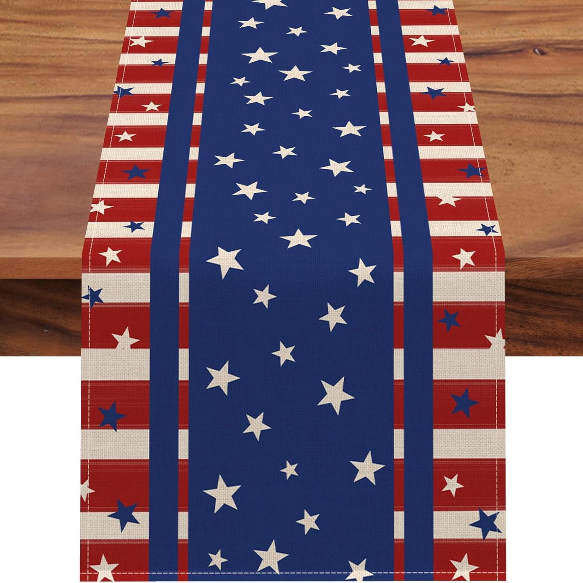 Patriotic Stars and Stripes Table Runner 13 x 60 Inch Party Décor