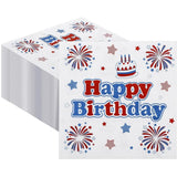 50 Count Patriotic Birthday Napkins Star Design 13x13 Inch Disposable
