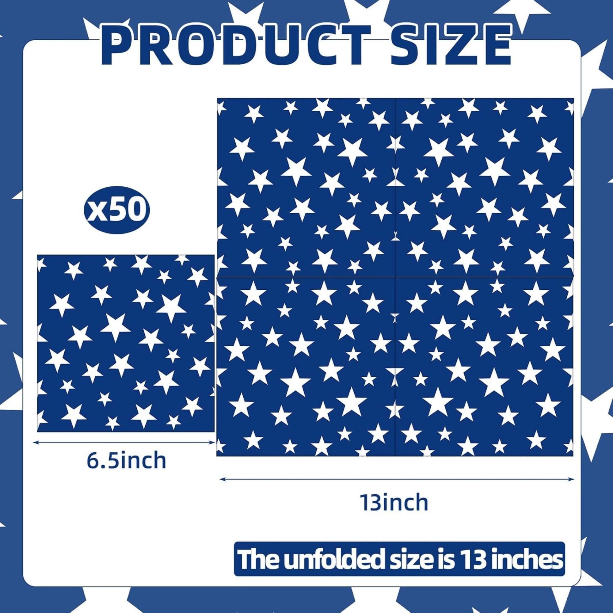 50 Count American Flag Paper Napkins Red White Blue Cocktail Set