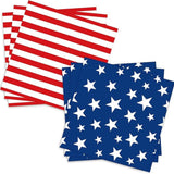 50 Count American Flag Paper Napkins Red White Blue Cocktail Set