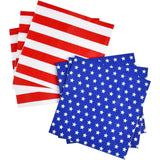 80 Count Patriotic Cocktail Napkins Set Stars and Stripes Design