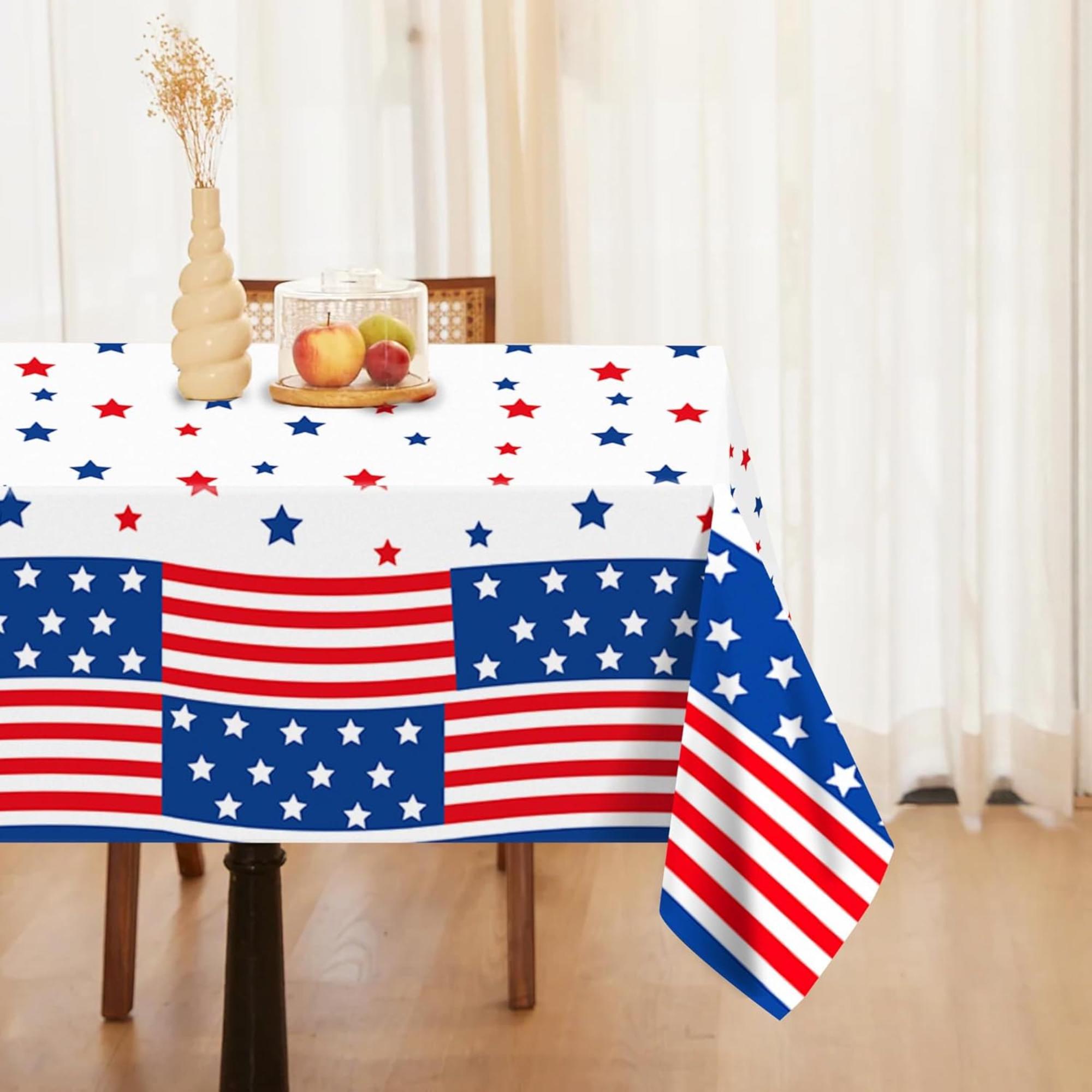 3 Pack Patriotic Plastic Tablecloths Red White Blue Party Covers
