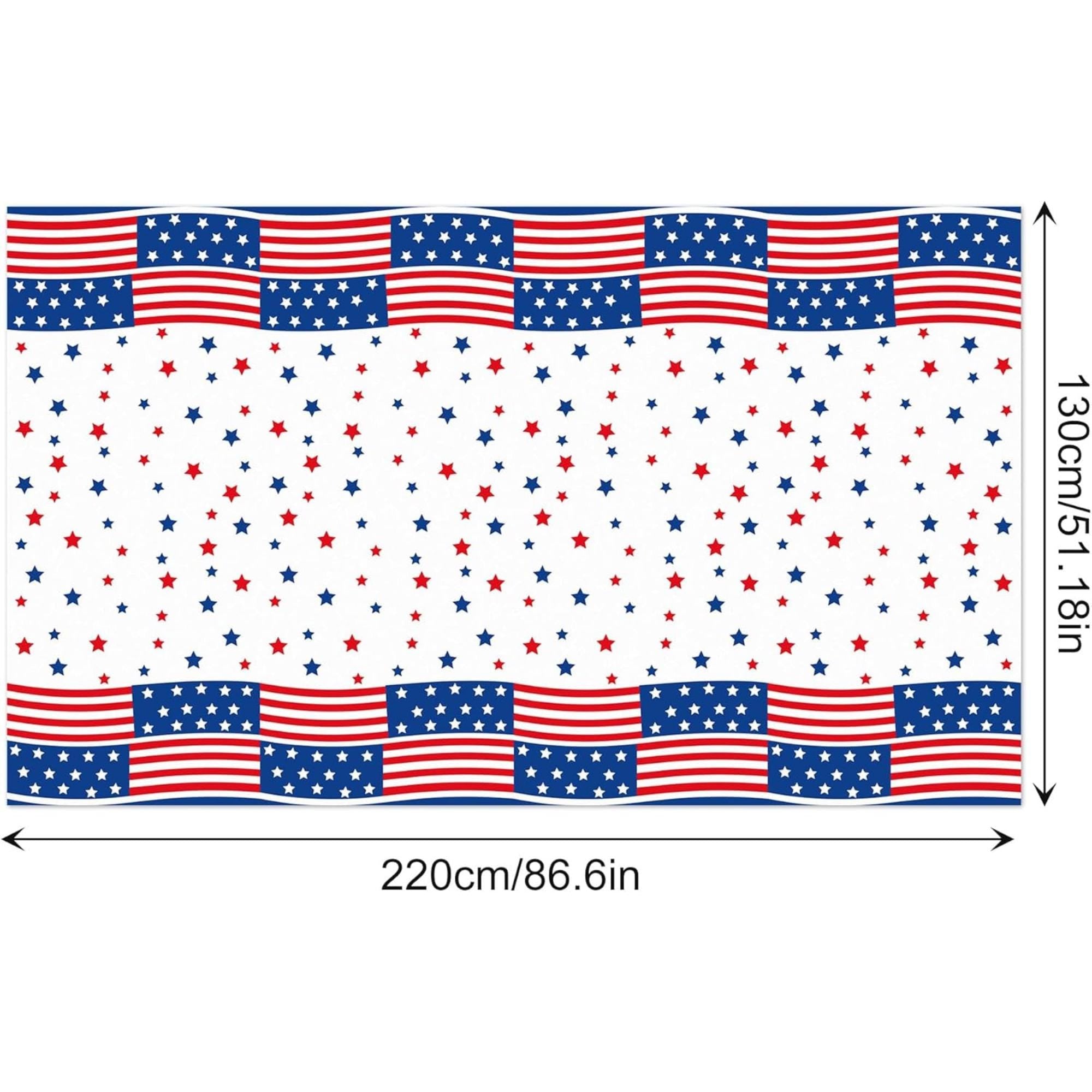 3 Pack Patriotic Plastic Tablecloths Red White Blue Party Covers