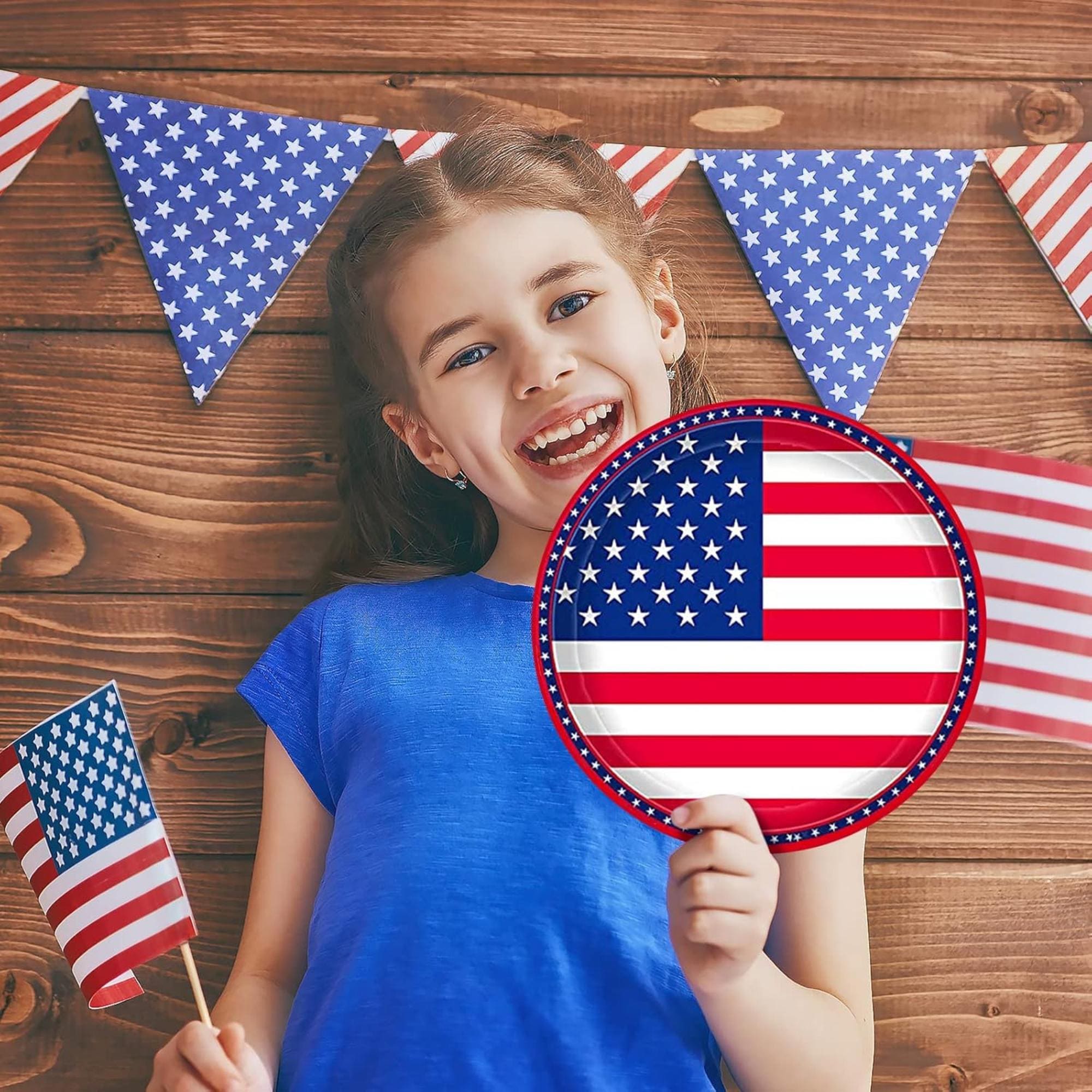 Patriotic Party Tableware Set Plates and Napkins Serves 50