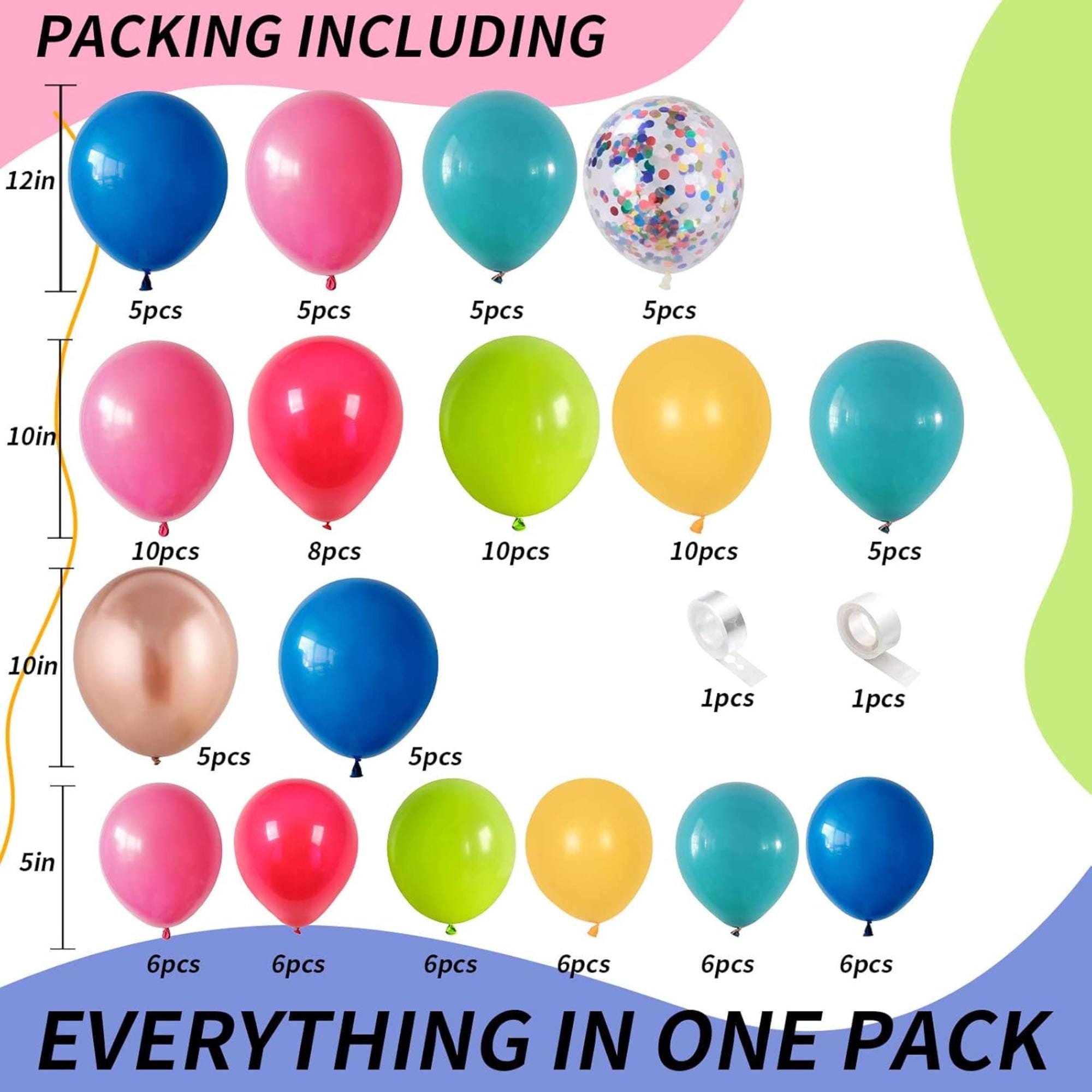 Rainbow Confetti Balloon Garland Arch Kit: Fiesta, Circus, Birthday Party Decorations