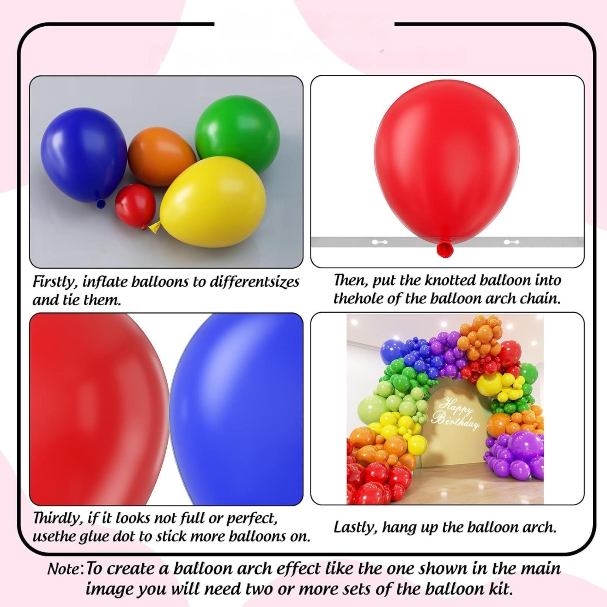 Rainbow Balloon Arch Kit 203pcs Colorful Garland Balloons Birthday Baby Shower Wedding Party Decorations