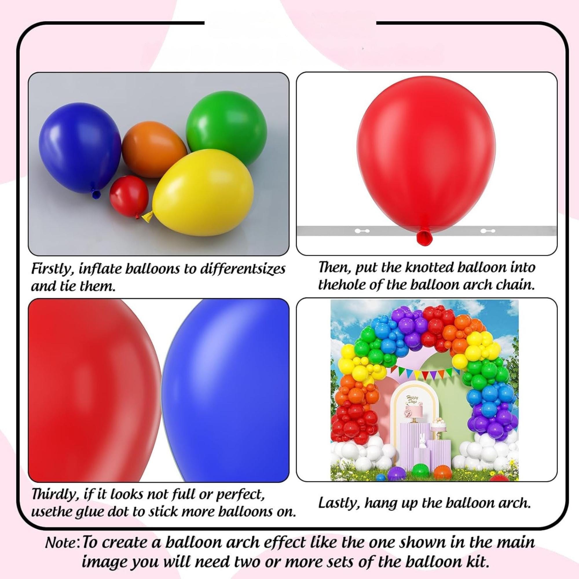 Rainbow Balloon Arch Kit 211pcs Colorful Garland Balloons Cinco De Mayo Pool Party Decorations