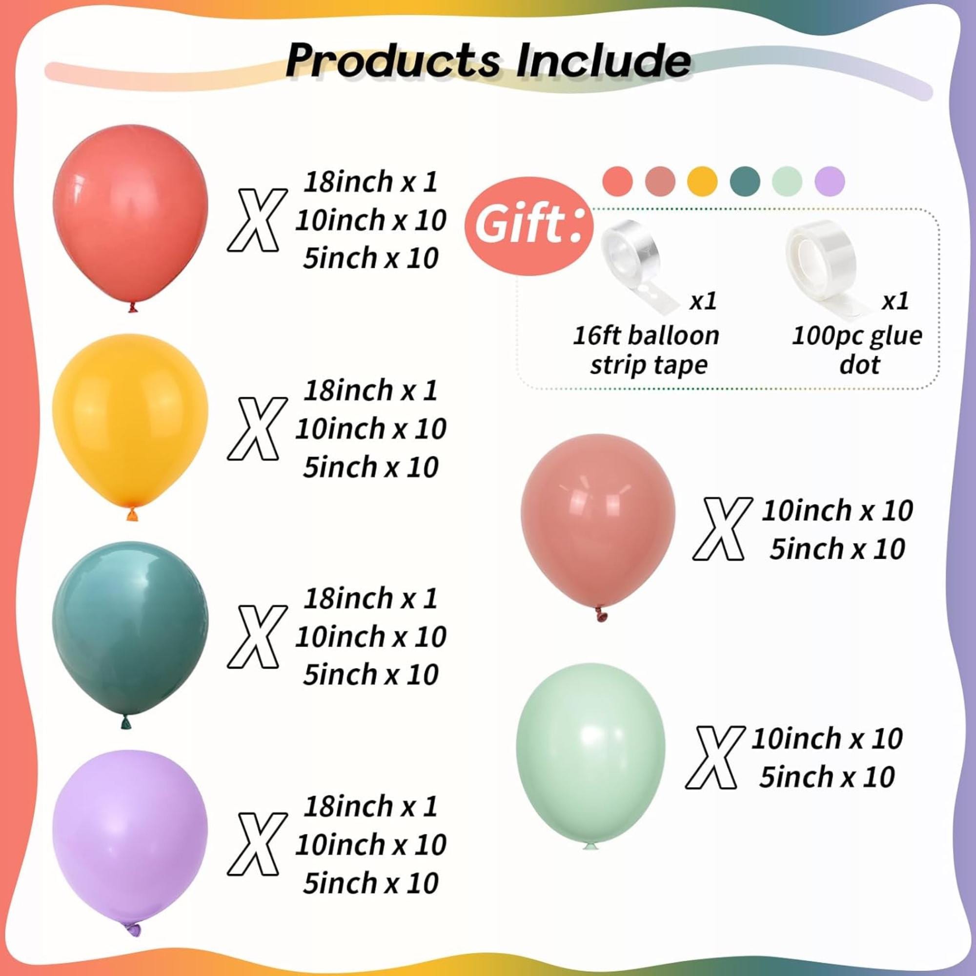 Boho Rainbow Balloon Arch Kit: Dusty Pink, Sage Green, Slate Blue Party Decorations