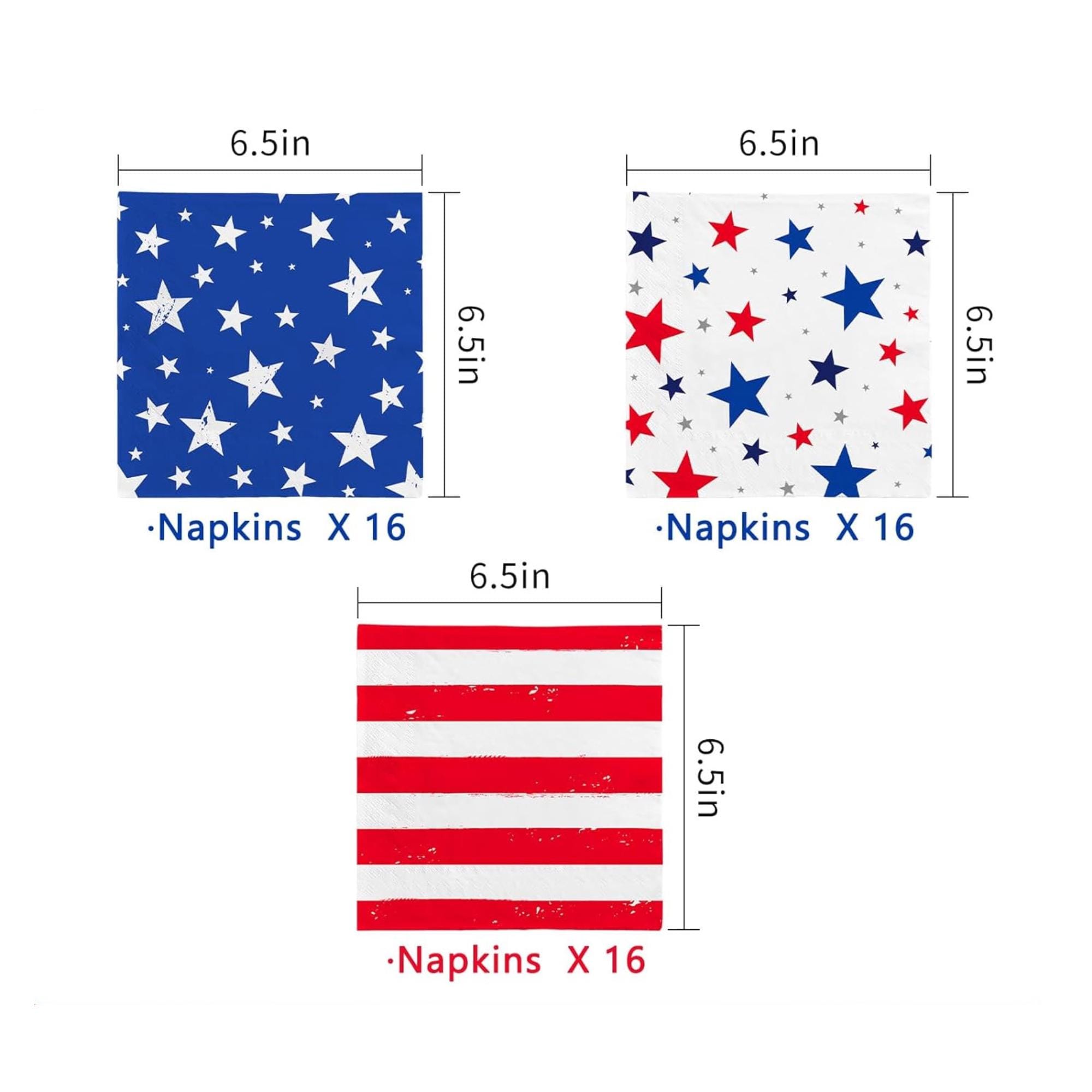 48 Pack Patriotic Party Supplies Napkins American Flag Theme Set