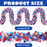 52.5Ft Patriotic Tinsel Garland Red White Blue Star Party Decoration