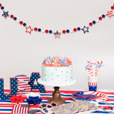 8.2 FT Patriotic Felt Ball Star Garland Rustic Labor Day Décor