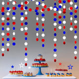 40 FT Patriotic Circle Dots Hanging Garland Red White Blue Décor