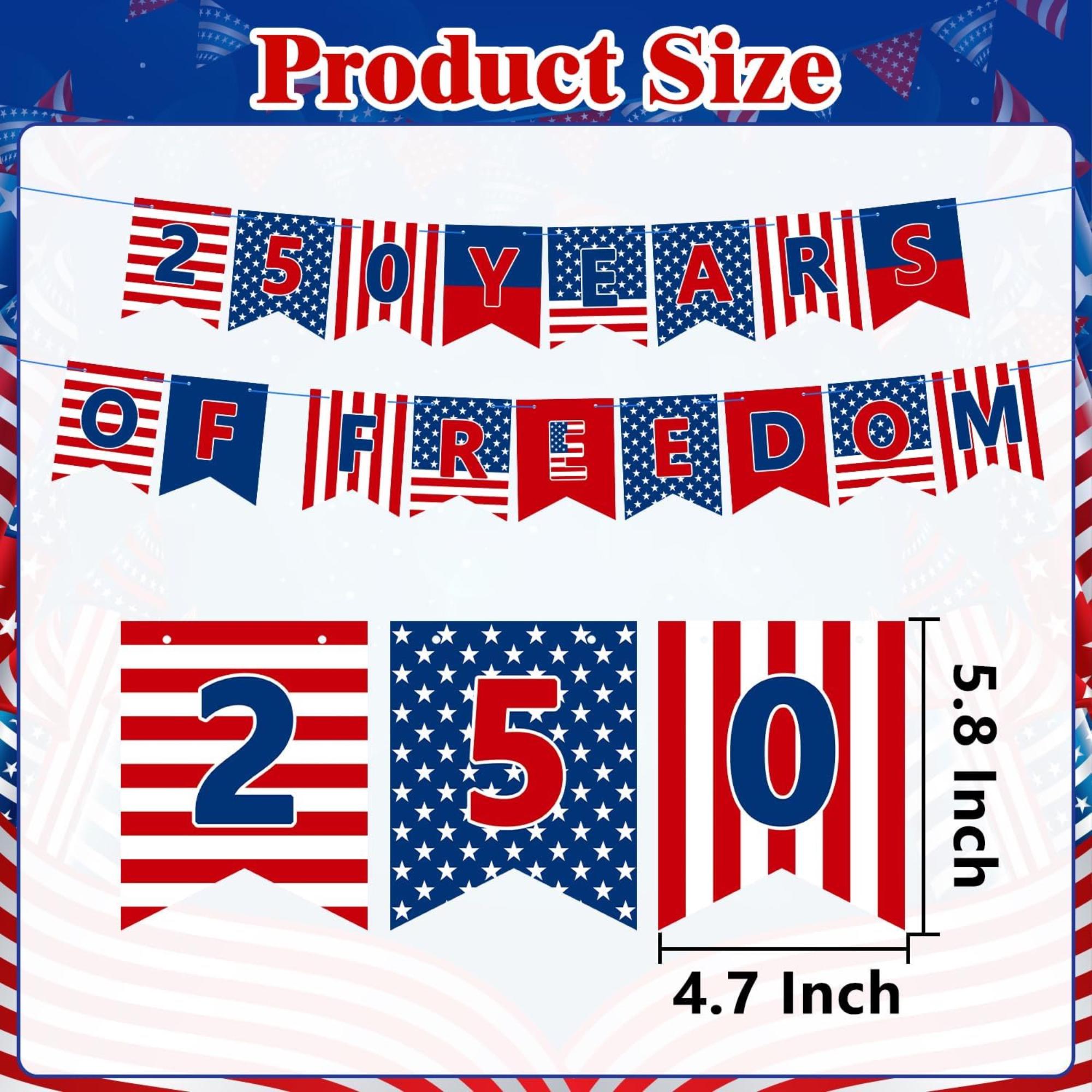 250th Anniversary Patriotic Banner Garland Red White Blue Party Décor