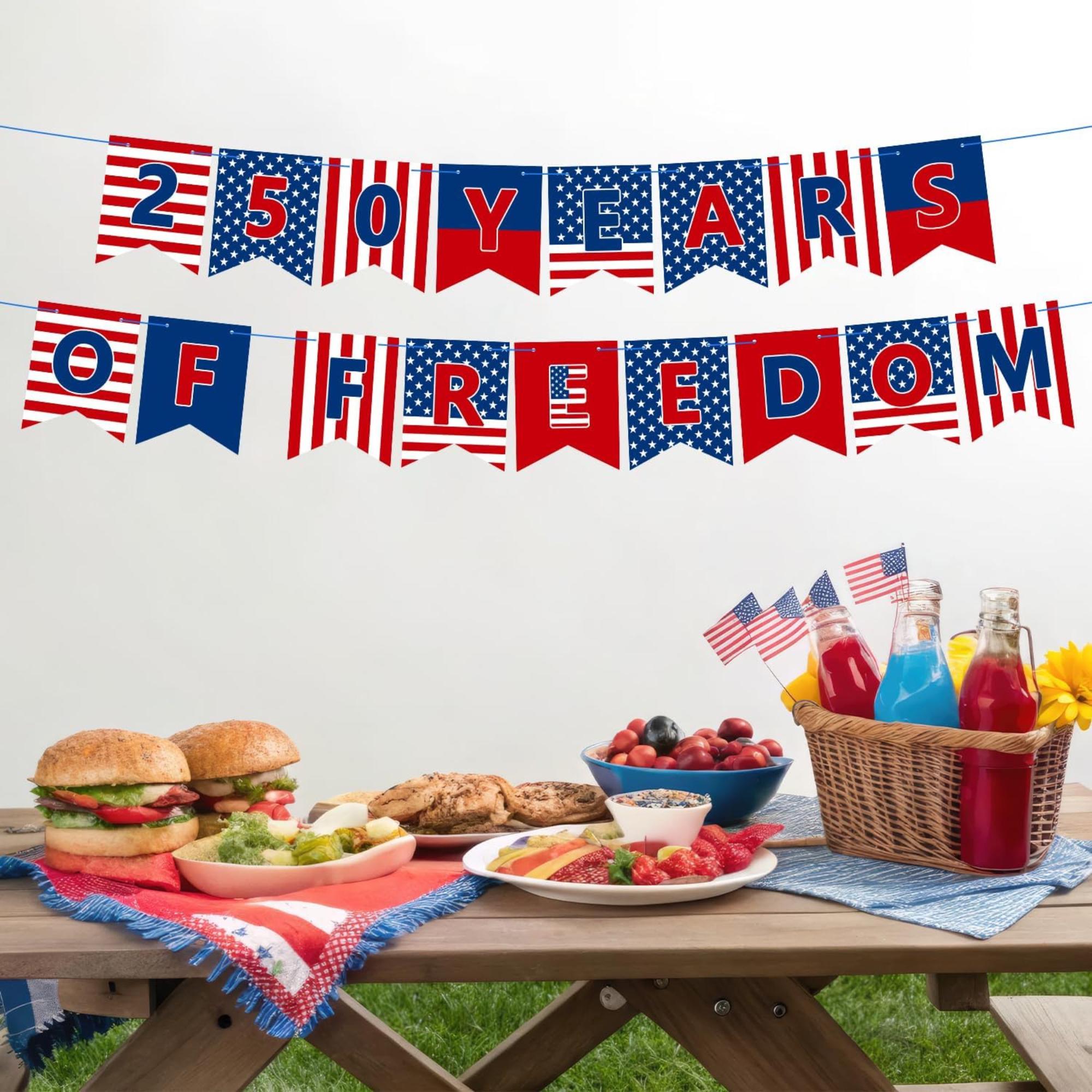 250th Anniversary Patriotic Banner Garland Red White Blue Party Décor