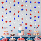 40 FT Patriotic Glitter Star Garland Red Silver Blue Hanging Décor