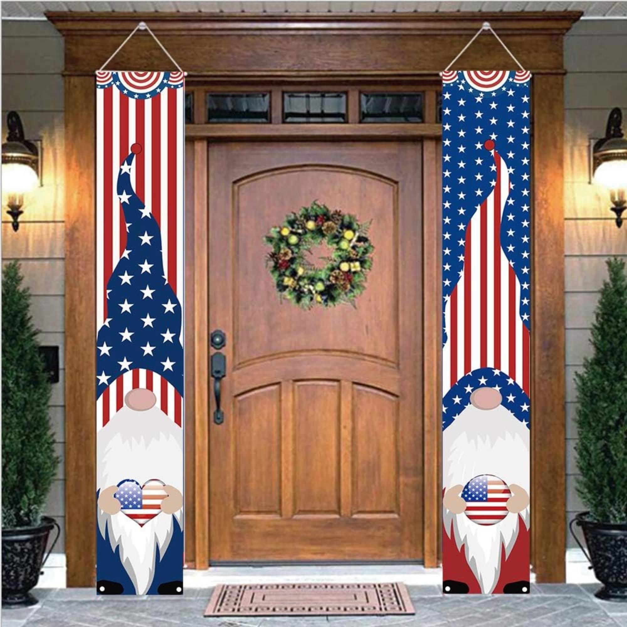 Patriotic Gnome Porch Banners 12x72 American Flag Door Hanging Décor