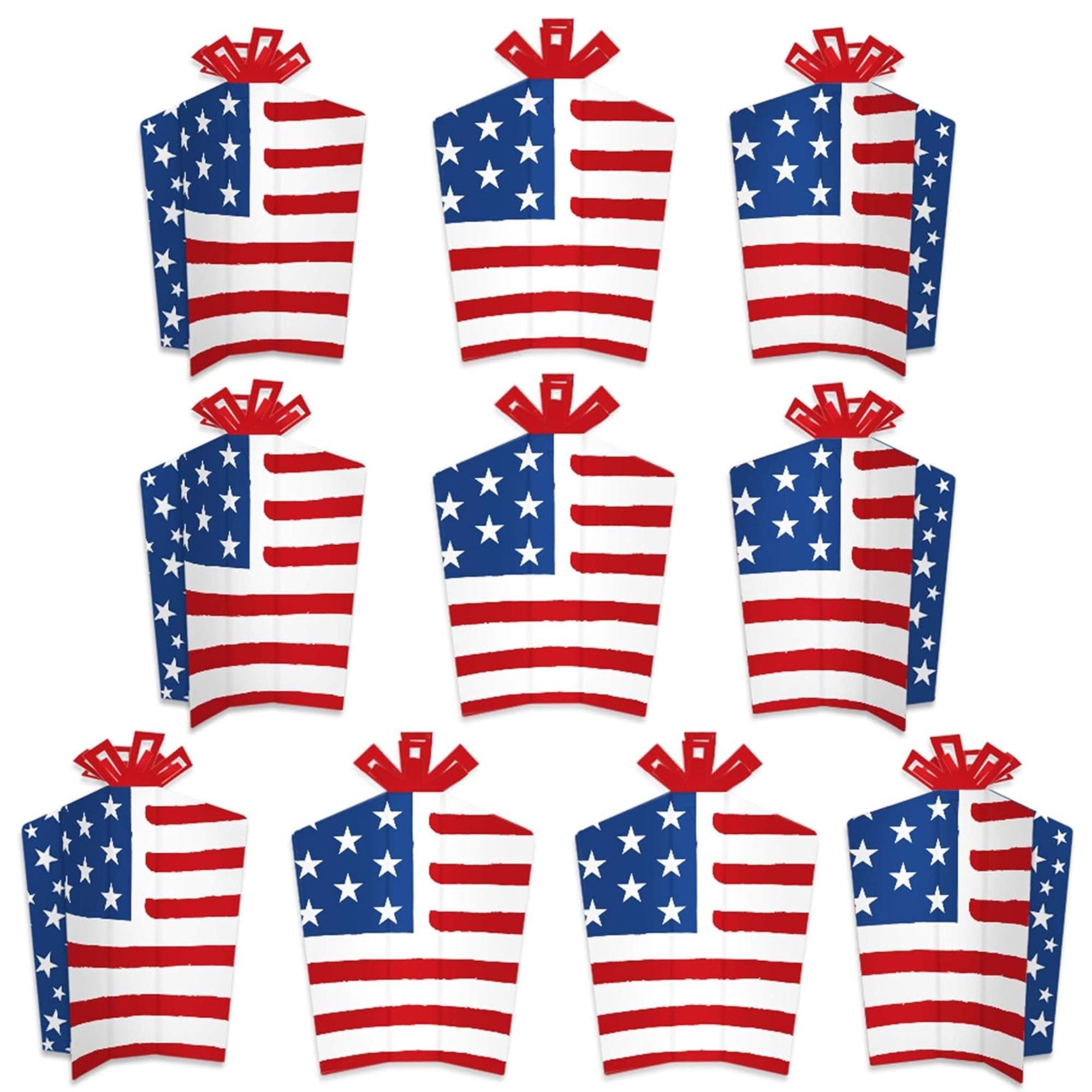 10 Count Patriotic Table Centerpieces Stars and Stripes Fold Flare Décor