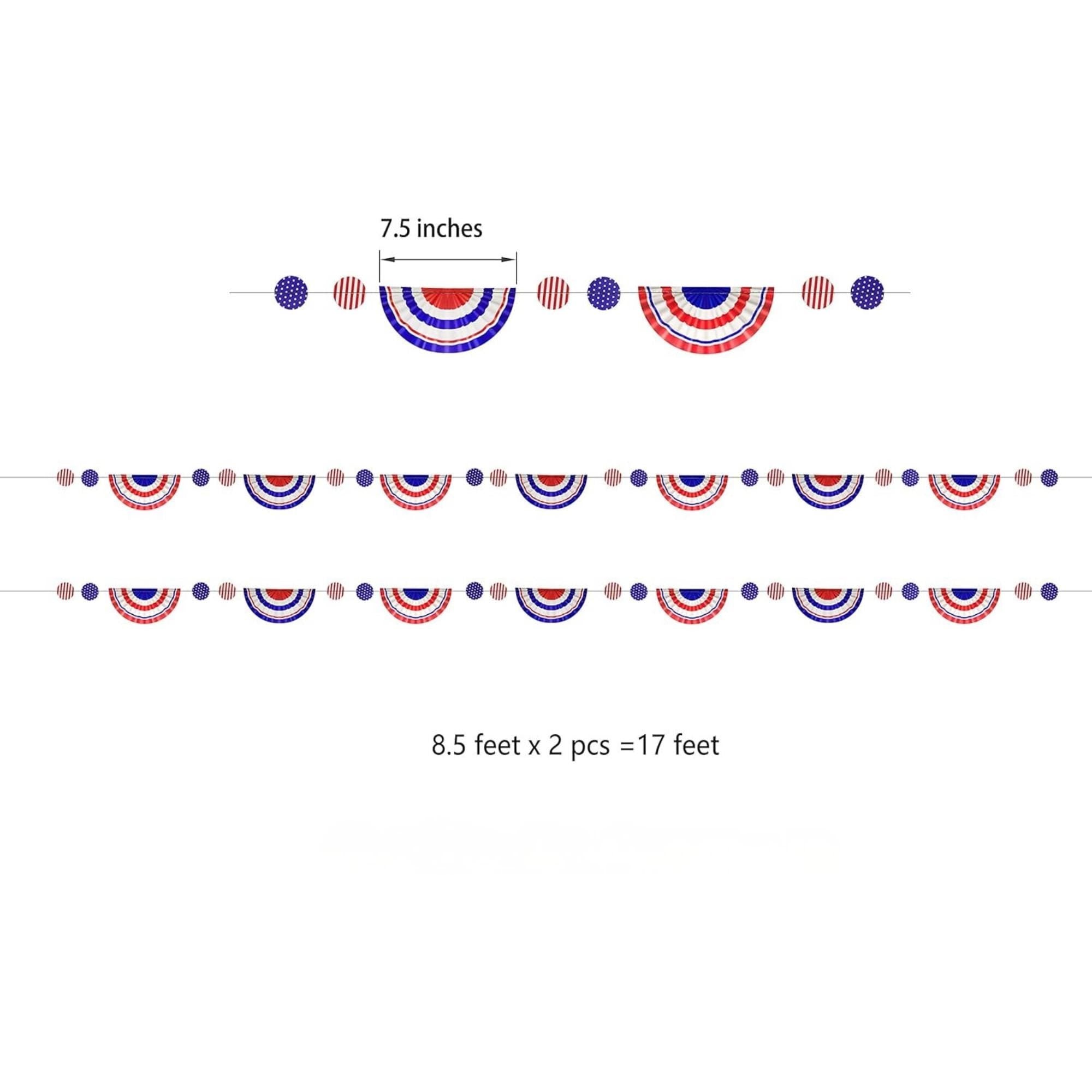 Red White Blue Patriotic Banner Garland 4th of July Hanging Party Décor