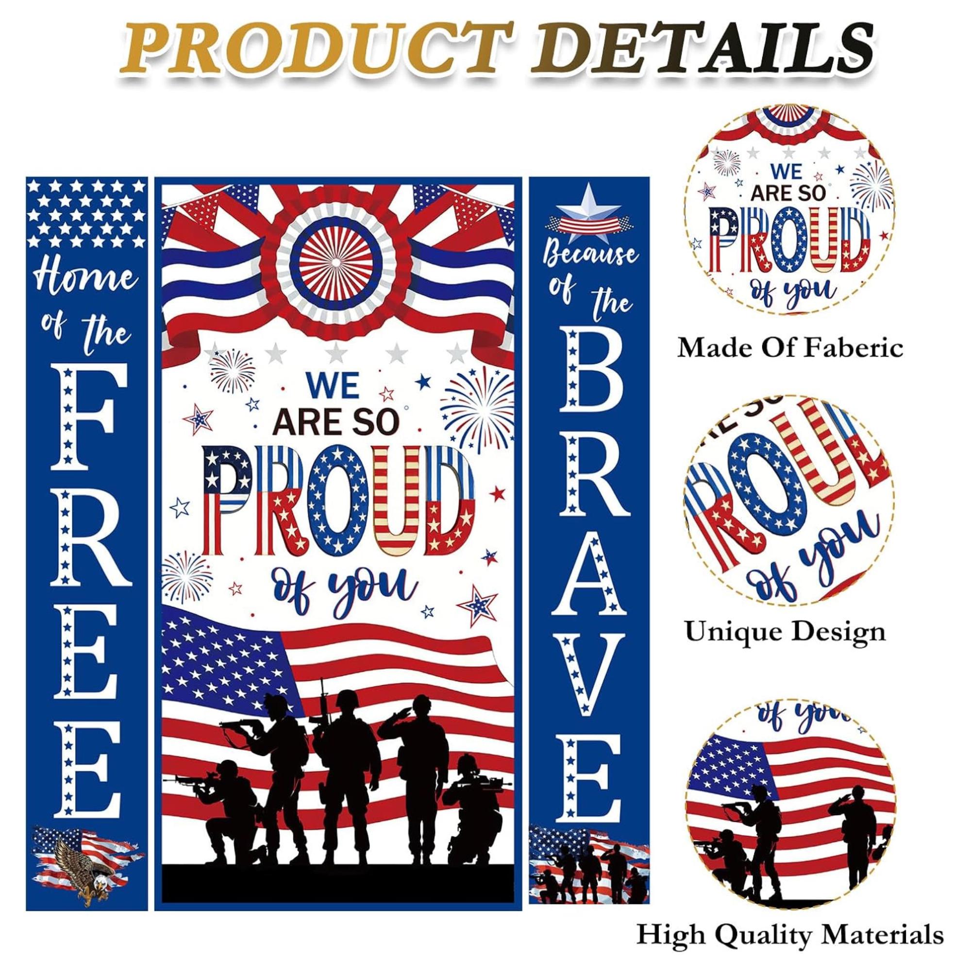 Patriotic Door Banner Set We Are So Proud of You Military Décor