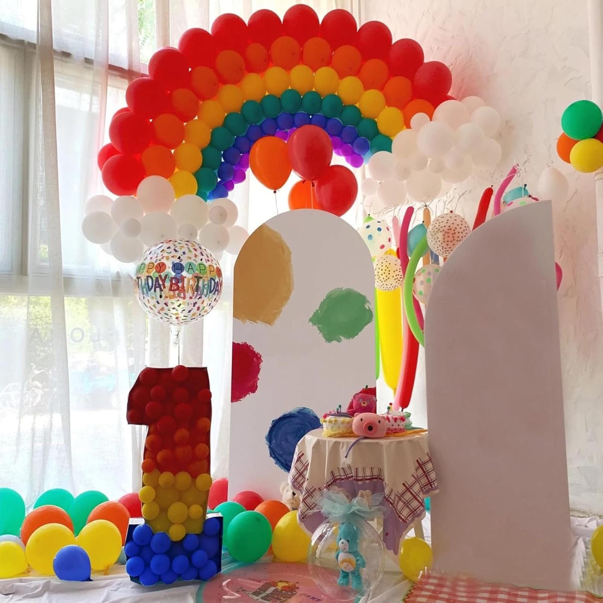 Rainbow Balloon Arch Kit: 165pcs Party Balloons for Celebrations