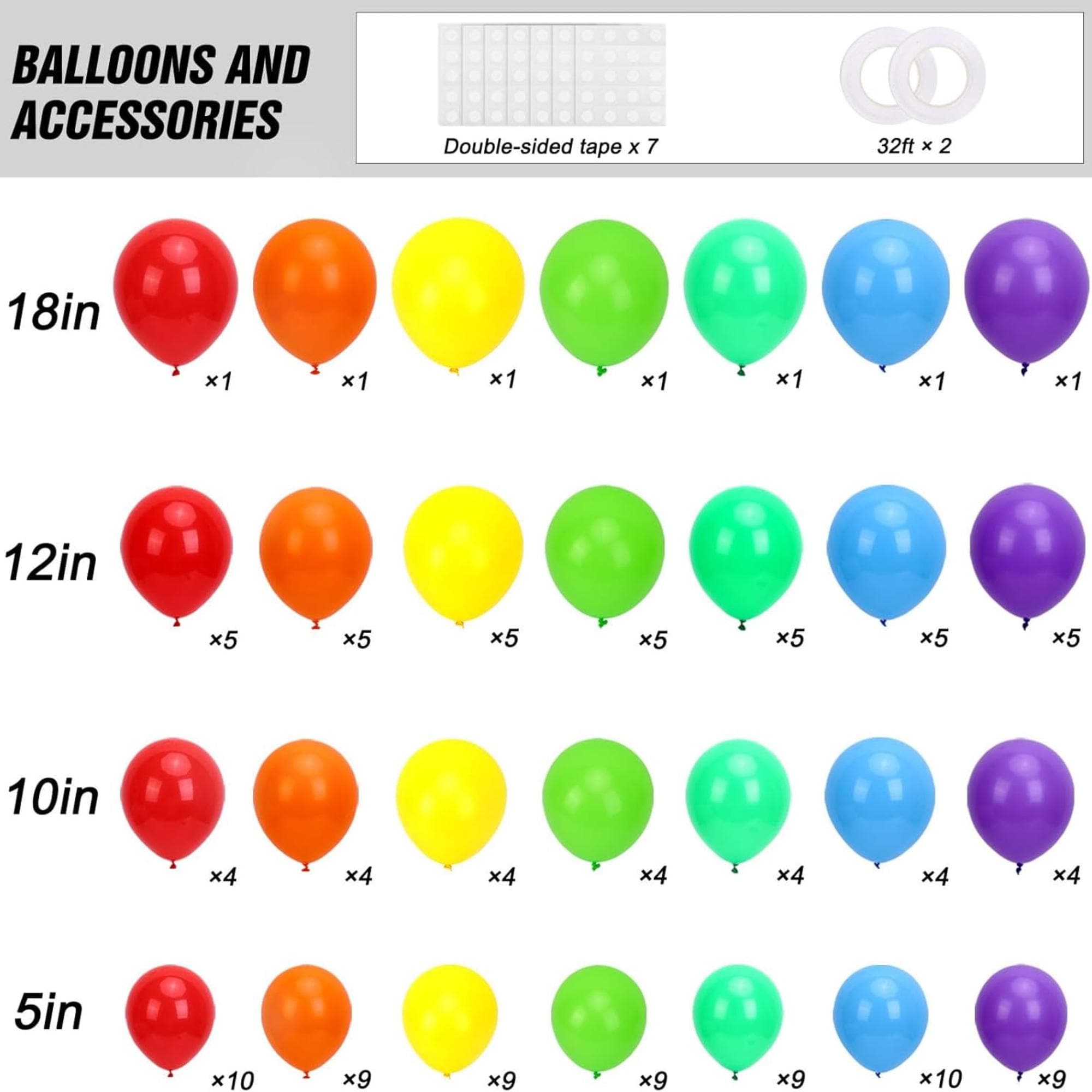 Rainbow Balloon Arch Kit: 135pcs Latex Balloons for Cinco De Mayo Decorations