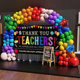 Teacher Appreciation Balloon Garland Arch Kit with "Thank You Teachers" Backdrop Banner