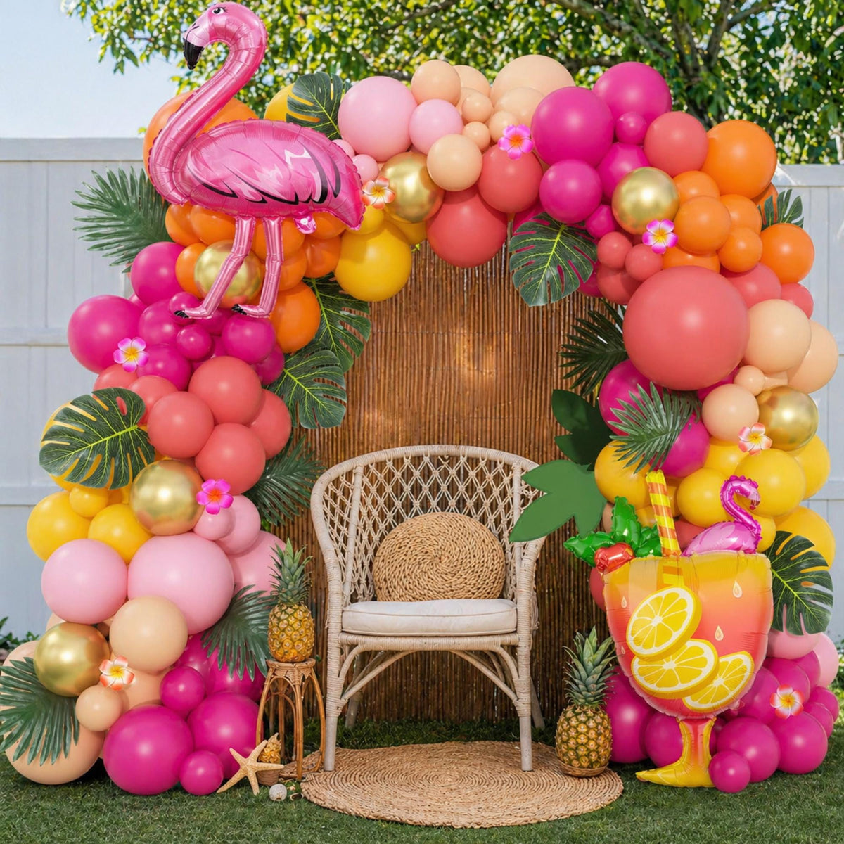 Tropical Luau Balloon Arch Garland Kit: Flamingo, Pineapple, Coconut Party Decorations
