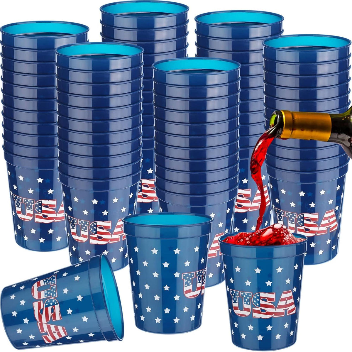32 Pcs Patriotic Plastic Cups Red White Blue Star Party Tumblers