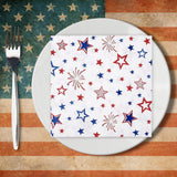 50 Pack Patriotic Paper Napkins Stars Firework Red White Blue