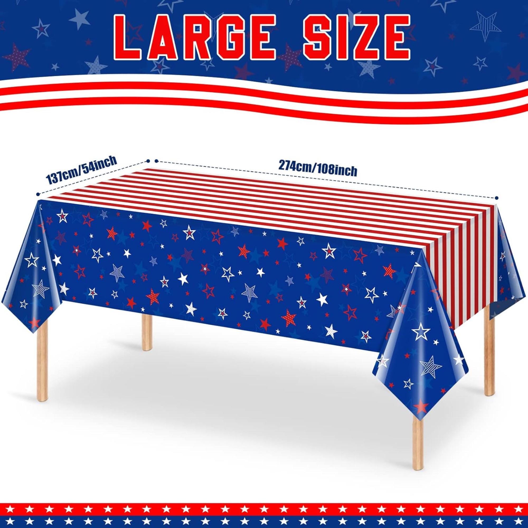 3 Pack Patriotic Tablecloth Red White Blue Star Disposable Table Cover