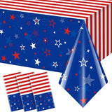 3 Pack Patriotic Tablecloth Red White Blue Star Disposable Table Cover