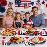 100 Pcs Patriotic Paper Plates and Napkins Set Large Oval Tableware