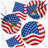Patriotic Plates and Napkins Set American Flag Tableware Serves 50