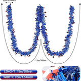 50FT Patriotic Glitter Tinsel Garland Red White Blue Outdoor Decor