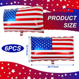 6 Pcs American Flag Foil Balloons 27x18 Inch Patriotic Party Décor